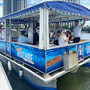 BBQ Boat Hire Gold Coast 12 person self drive no boat licence required